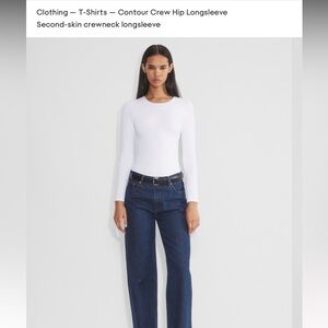 Aritzia White Contour Crew Hip Longsleeve Top